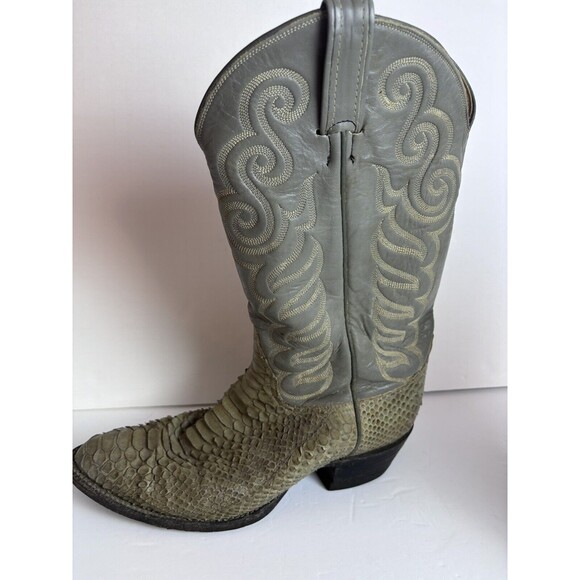 VINTAGE TONY LAMA GOLD LABEL PYTHON SNAKESKIN RARE WESTERN BOOTS 9.5 D - Picture 5 of 16